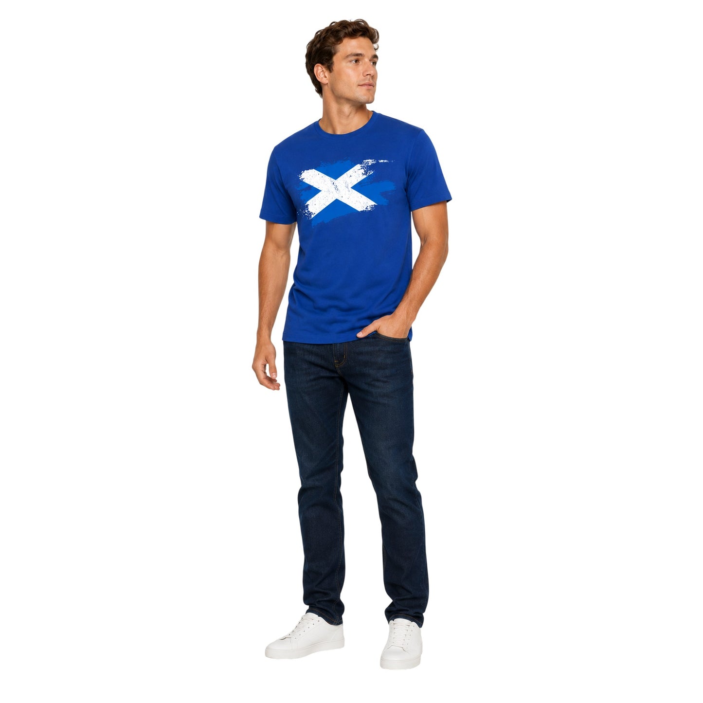 Blue - Lifestyle - AWD Unisex Adult Scottish Flag T-Shirt