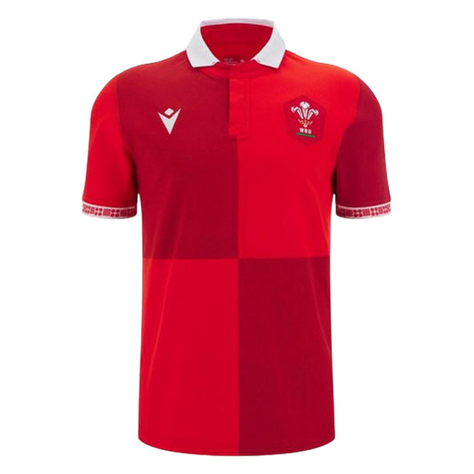 Red - Front - Wales RU Childrens-Kids 2025-2026 Crest Relaxed Fit Rugby Shirt