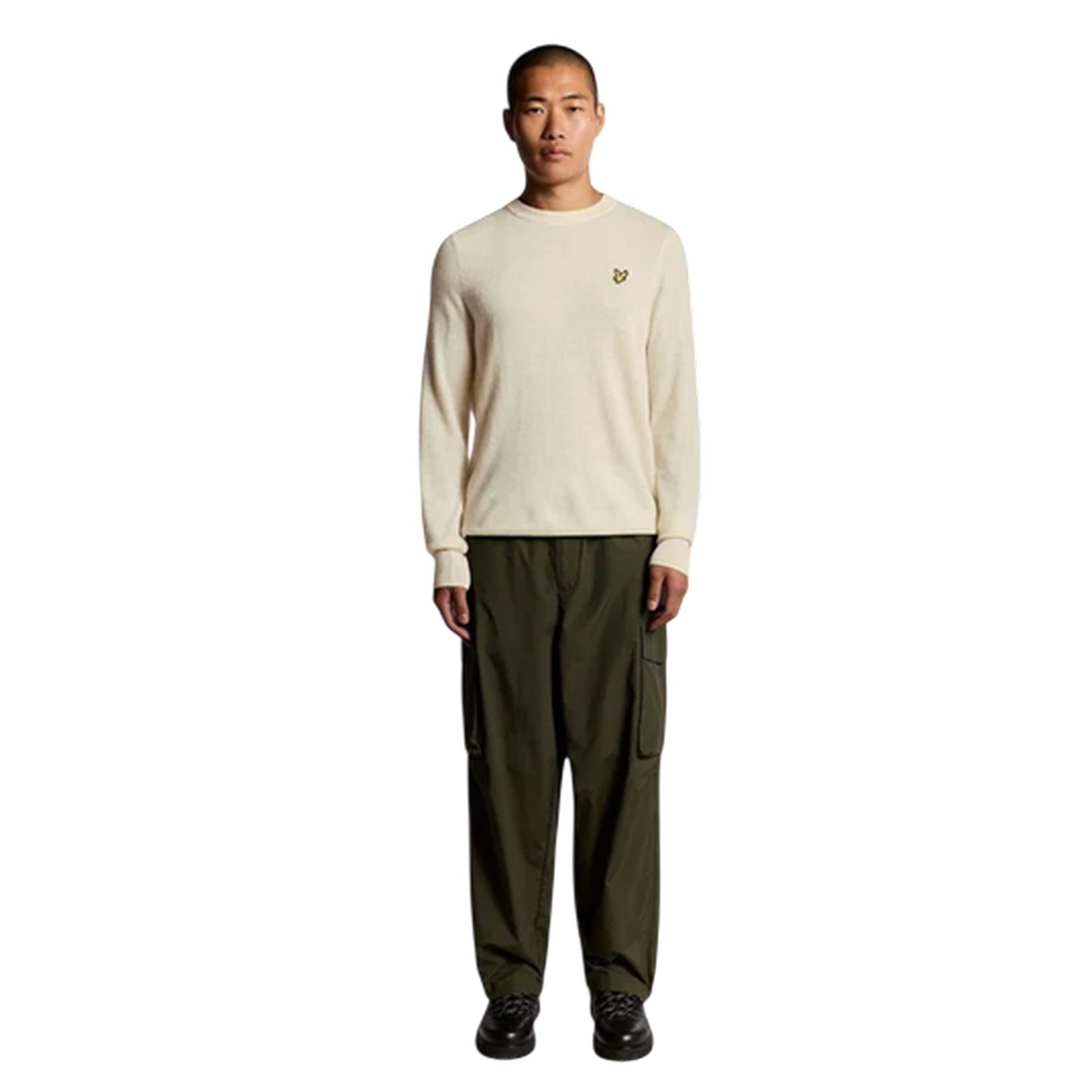 Beige Marl - Lifestyle - Lyle & Scott Mens Embroidered Logo Crew Neck Long-Sleeved Sweater Top