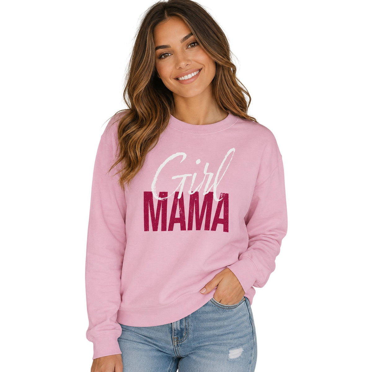Pink - Back - AWD Womens-Ladies Mama Mothers Day Sweatshirt