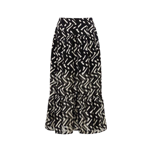 Black-Cream - Front - French Connection Womens-Ladies Diandra Geometric Pattern Maxi Skirt