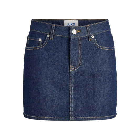 Dark Blue - Front - JJXX Womens-Ladies Denim Regular Mini Skirt