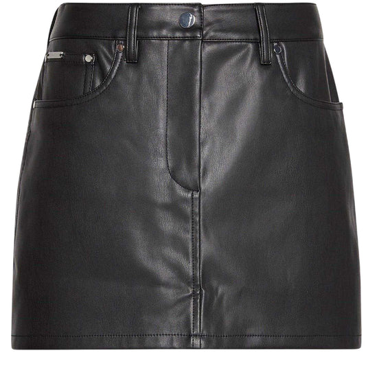 Black - Front - Calvin Klein Womens-Ladies Jeans Leather Mini Skirt