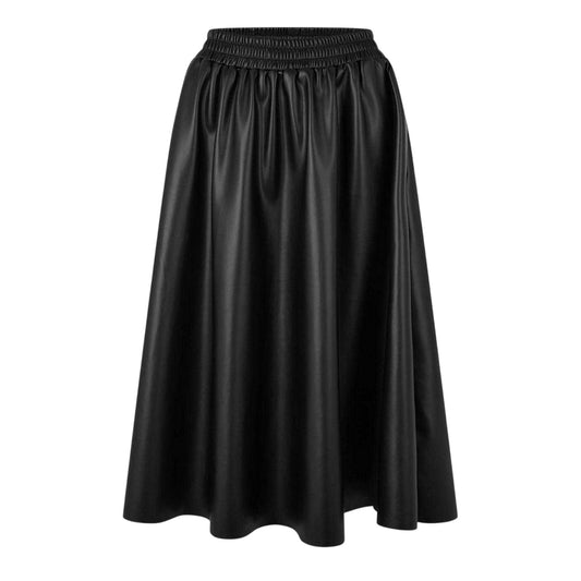 Black - Front - Biba Womens-Ladies Full Faux Leather Midi Skirt