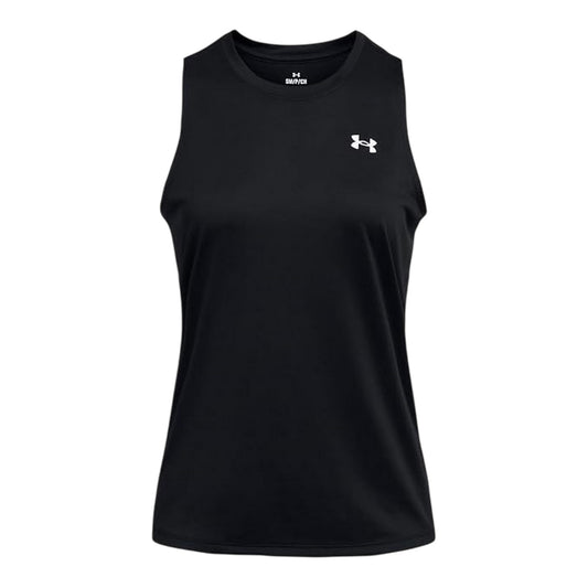 Black-White - Front - Under Armour Womens-Ladies Tech Solid Technical Vest Top