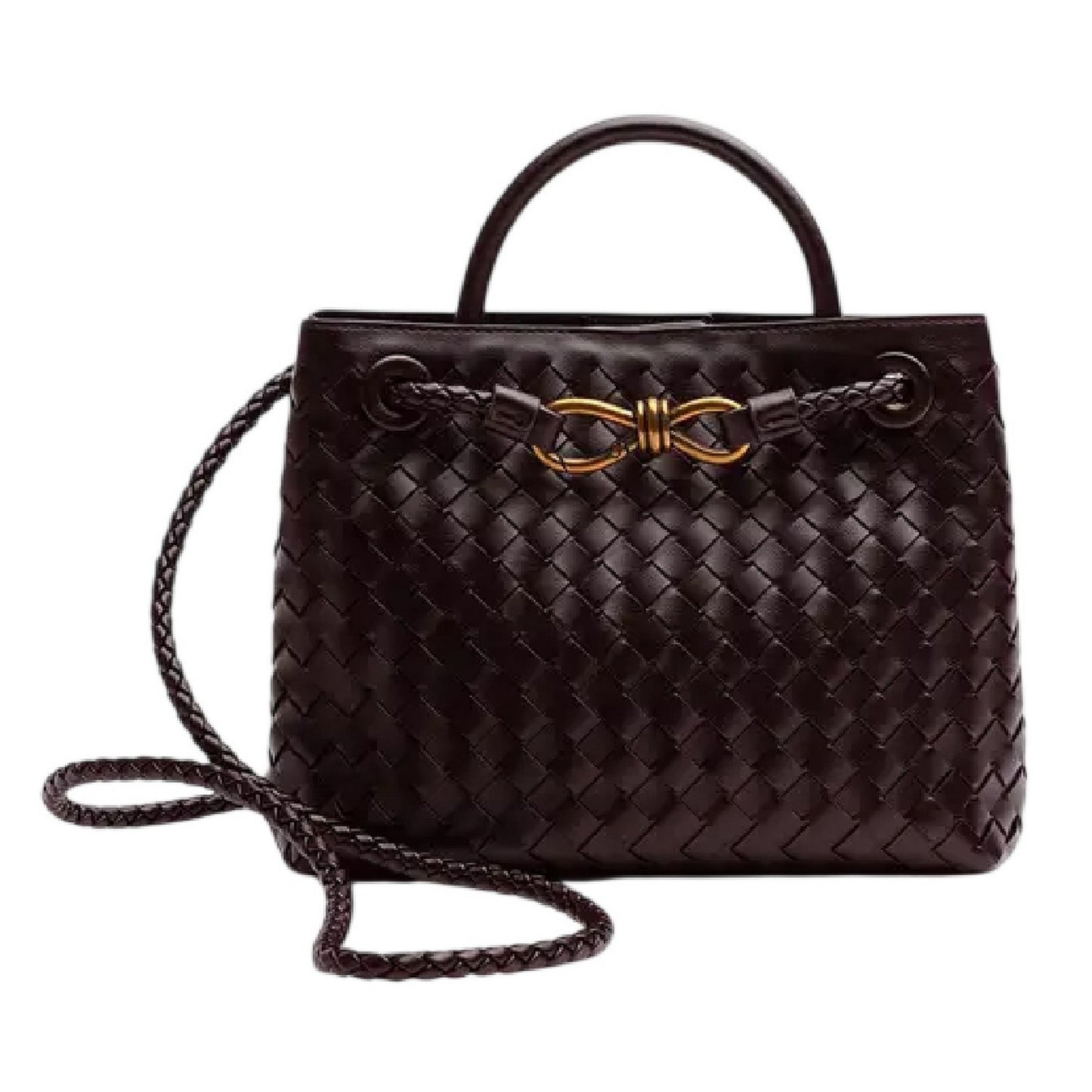 Brown - Side - Where´s That From Woven Leather Tote Bag