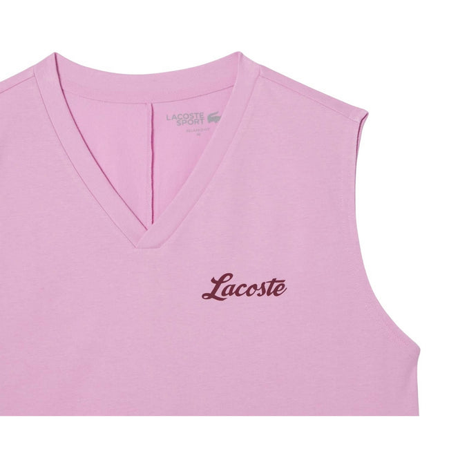 Pink - Side - Lacoste Womens-Ladies Cotton Ultra Dry Sports Crop Top