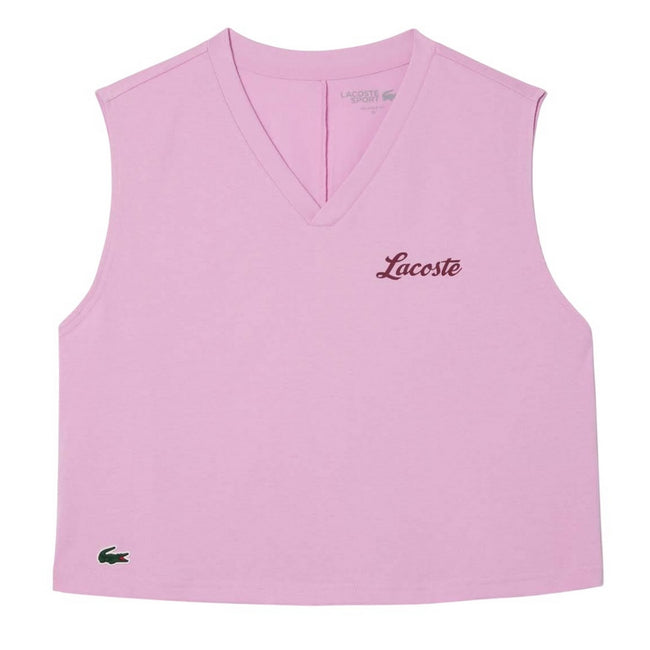 Pink - Front - Lacoste Womens-Ladies Cotton Ultra Dry Sports Crop Top