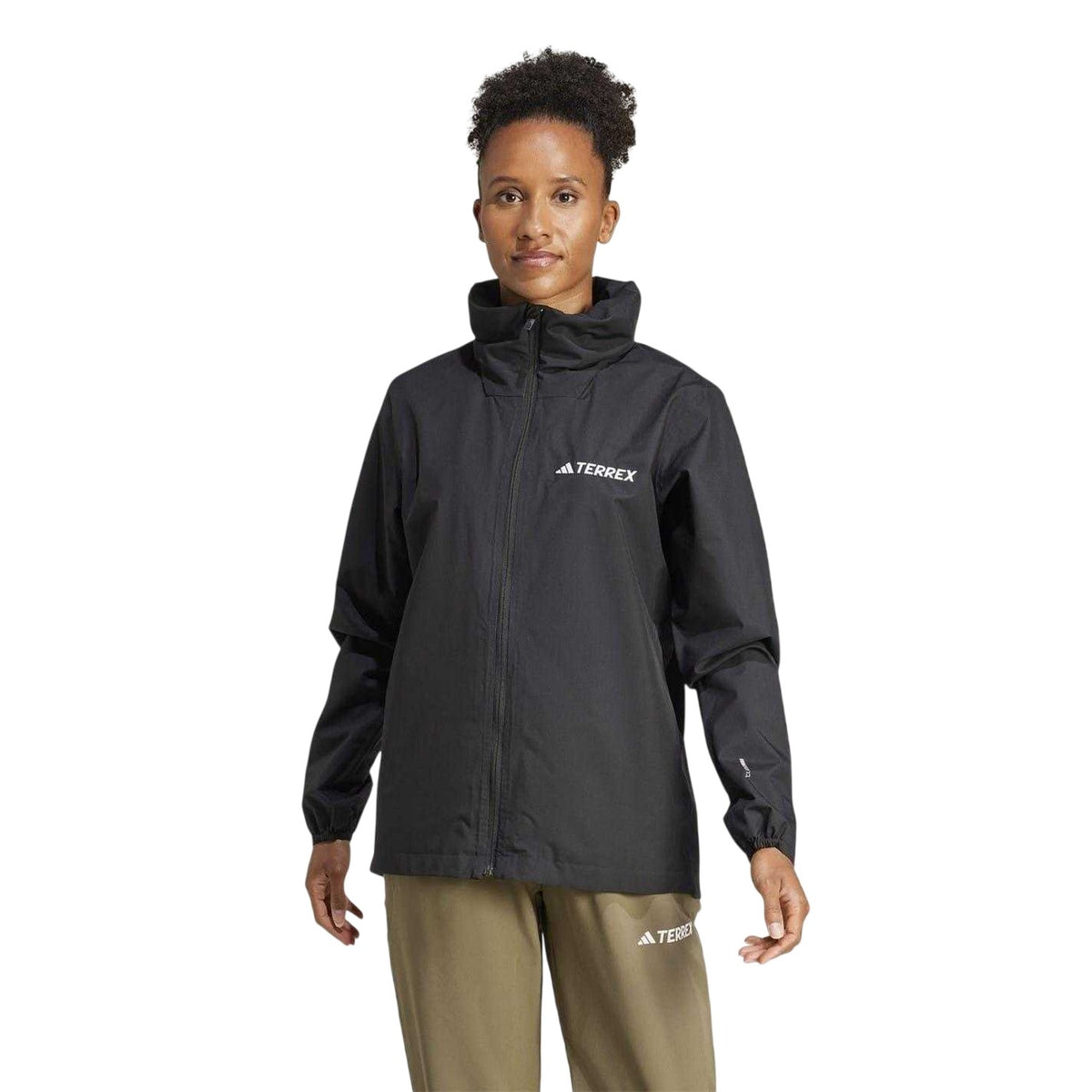 Black - Side - Adidas Womens-Ladies Essentials Waterproof Jacket
