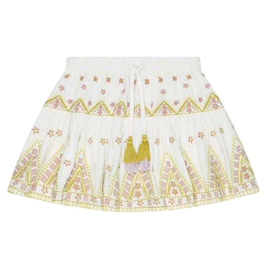 Ecru - Front - Raffya Girls Staranisse Embroidered Cotton Skirt