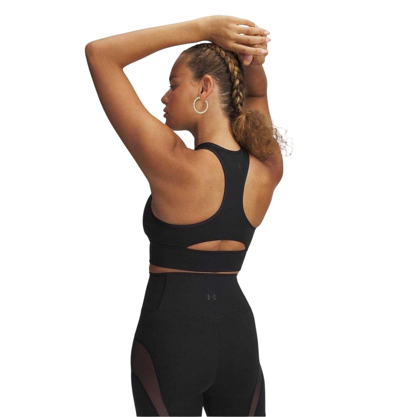 Black - Back - Under Armour Womens-Ladies Meridian Zip Front Sports Bra