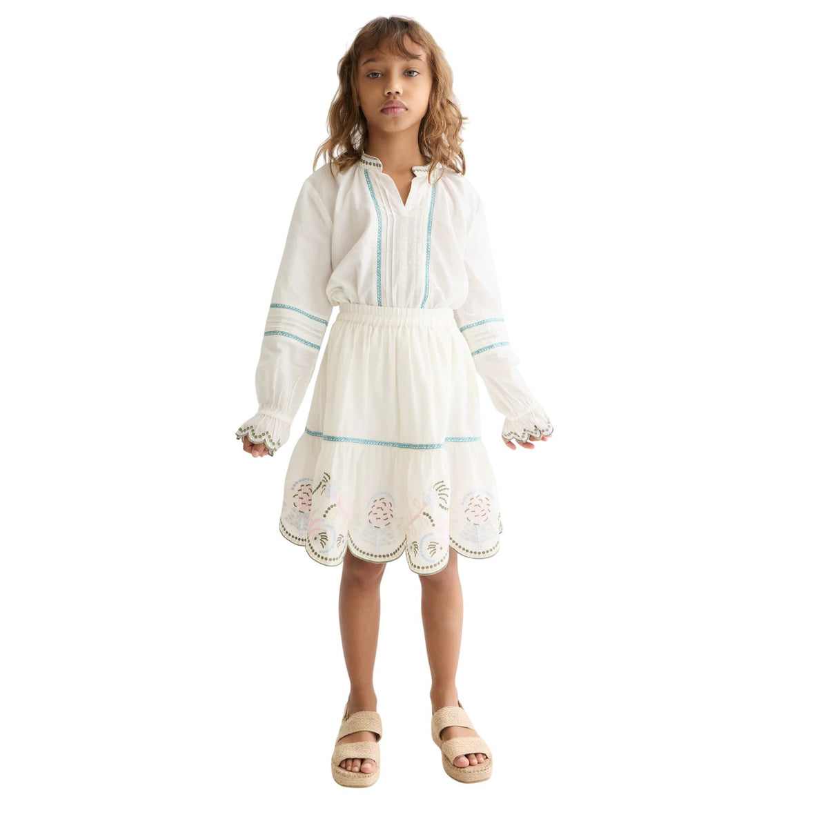 Cream - Lifestyle - Scotch And Soda Girls Embroidered Cotton Skirt