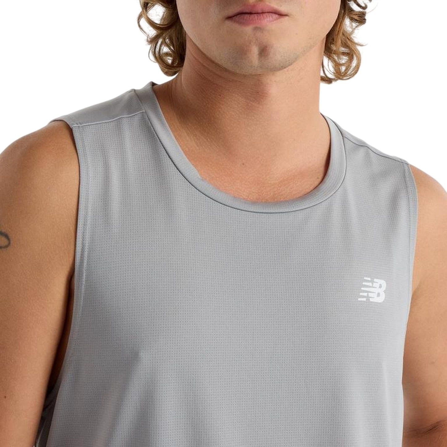 Grey - Side - New Balance Mens Accelerate Running Tank Top