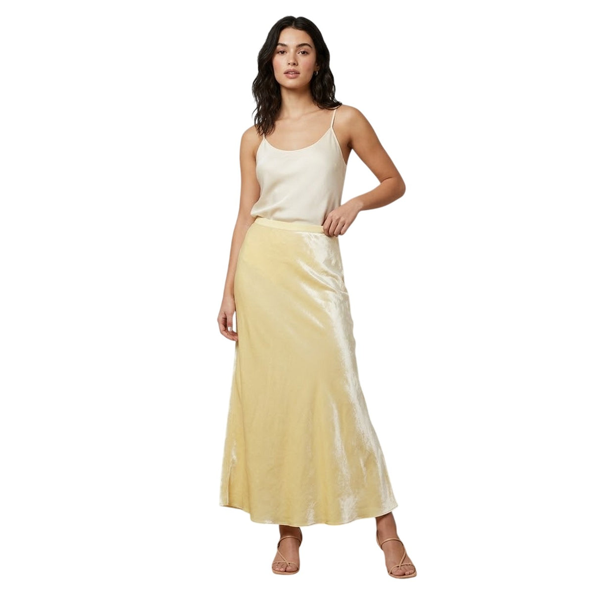 Cream - Side - Ralph Lauren Womens-Ladies Silk Maxi Skirt