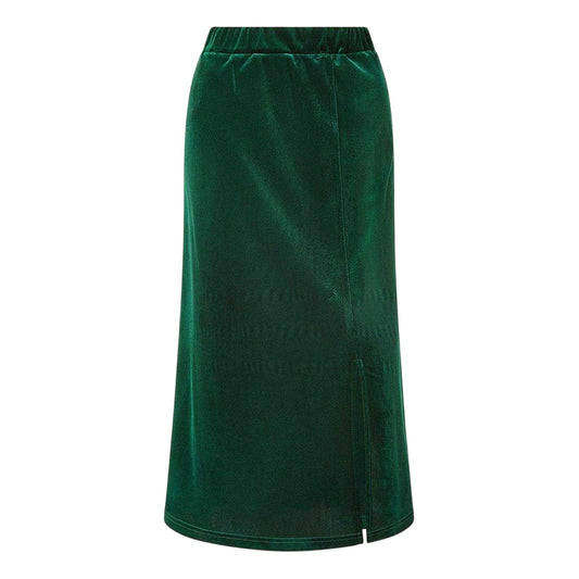 Green - Front - Yumi Womens-Ladies Velvet Midi Skirt