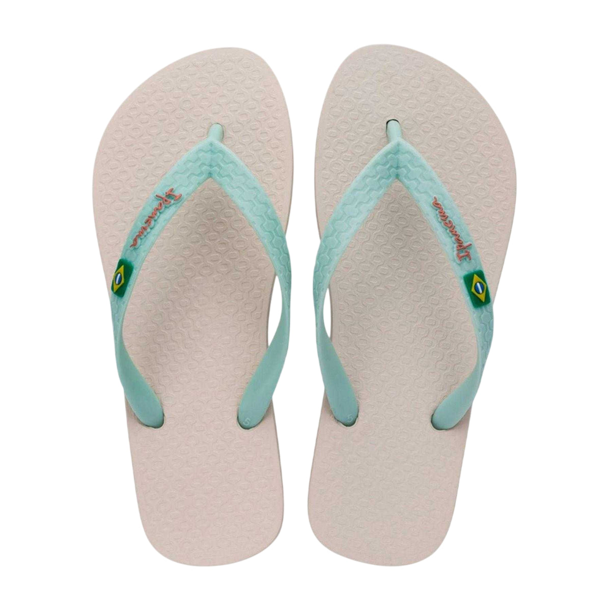 Beige - Back - Ipanema Womens-Ladies Brazilian Flag Flat Flip Flops