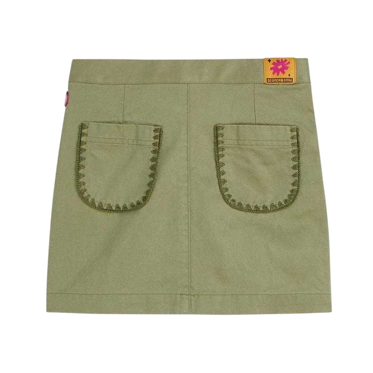 Oil Green - Back - Scotch And Soda Girls Twill Tailored Mini Skirt