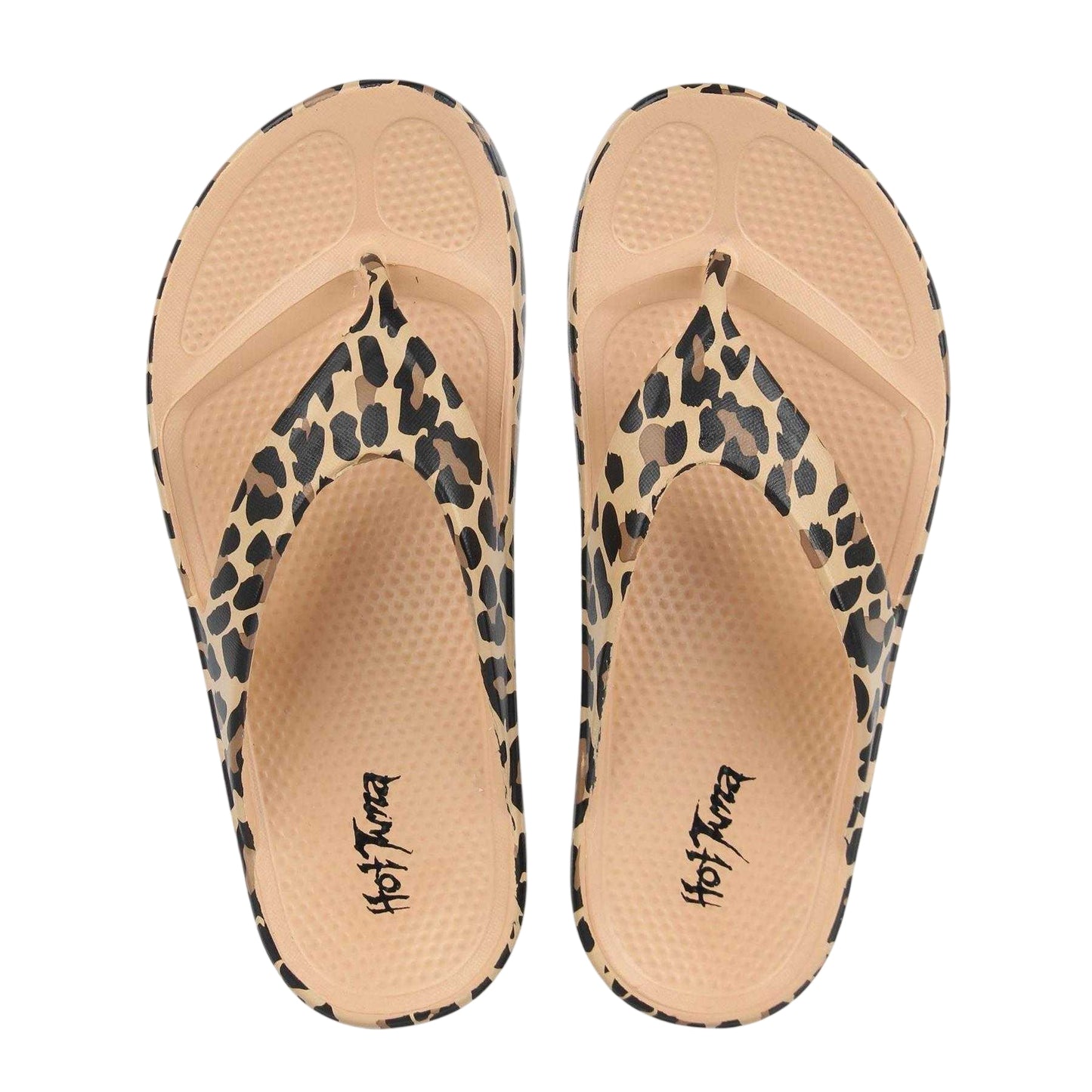 Leopard - Side - Hot Tuna Womens-Ladies EVA Flip Flops