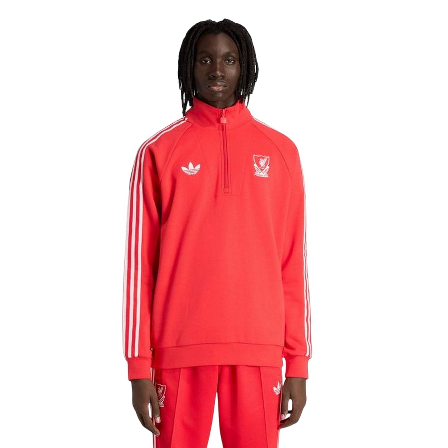 Red-White - Side - Liverpool FC Mens Originals Adidas Half Zip Jumper