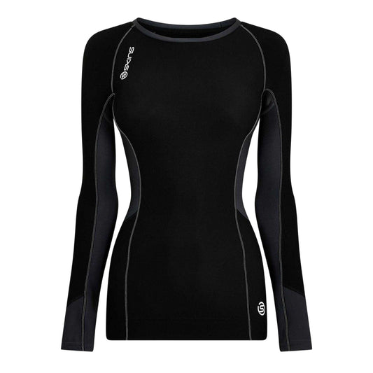 Black - Front - Skins Womens-Ladies Fitted Long-Sleeved Gym Thermal Top