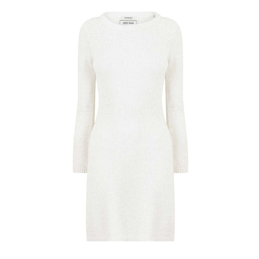 Vintage White - Front - Jack Wills Womens-Ladies Knitted Bell Sleeve Sweater Dress
