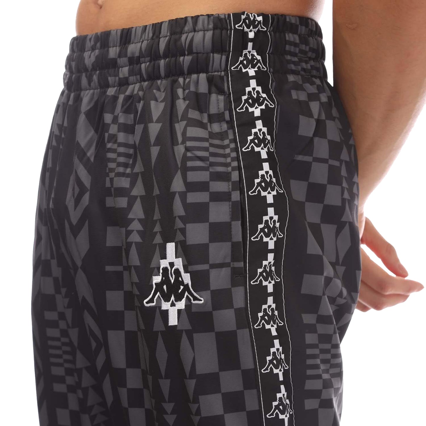 Black - Side - Marcelo Burlon Mens Folk Kappa All-Over Print Tracksuit Bottoms