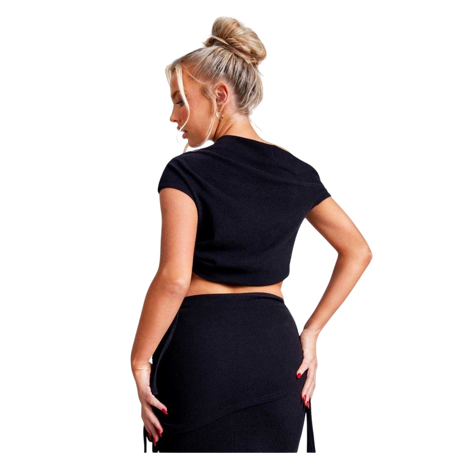 Black - Back - Missy Empire Womens-Ladies Fitted Crop Top