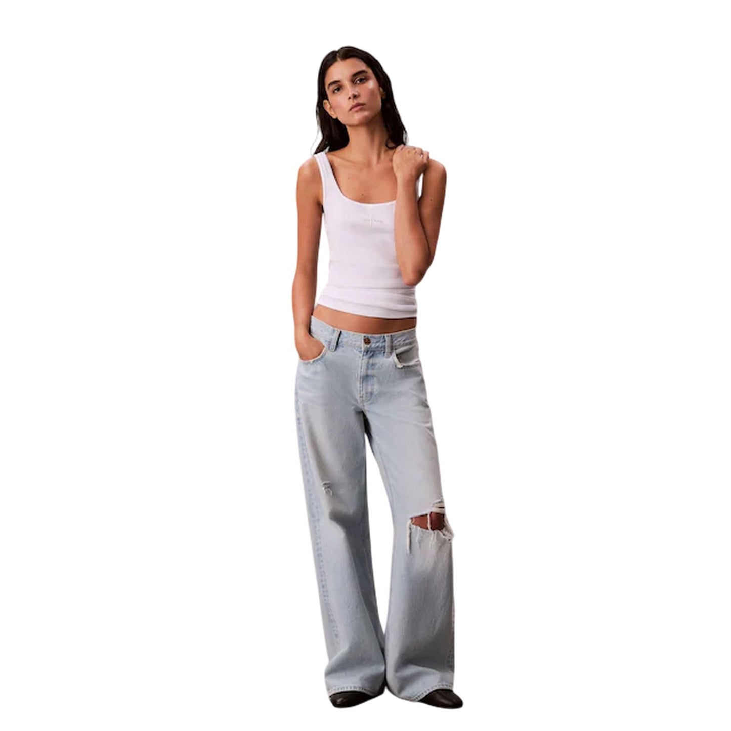 White - Side - Calvin Klein Womens-Ladies Tank Top