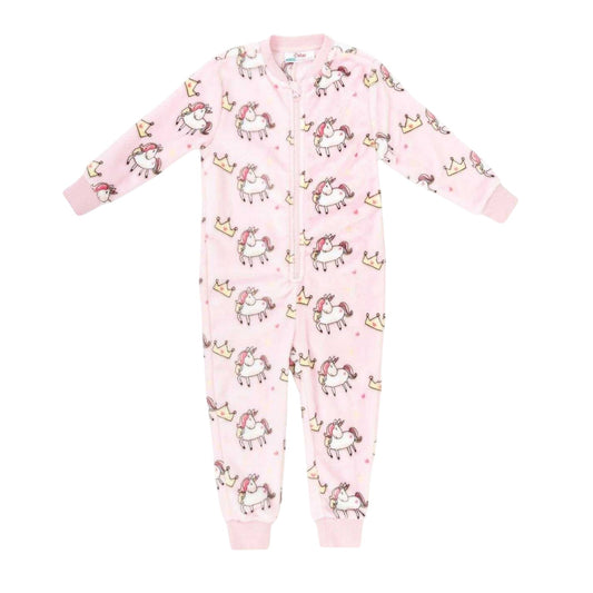 Black-Pink - Front - Star Baby Girls Fleece All-In-One Nightwear