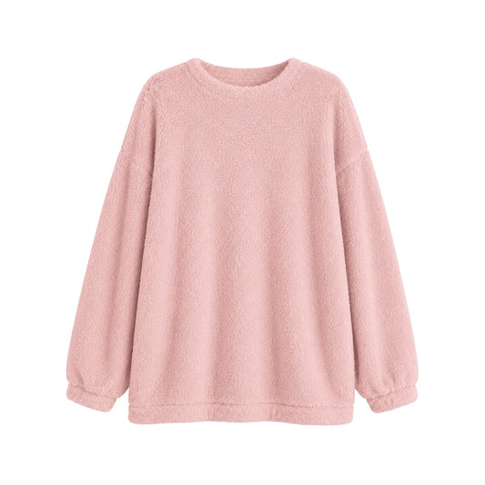 Pink - Front - Missy Empire Womens-Ladies Borg Jumper Dress