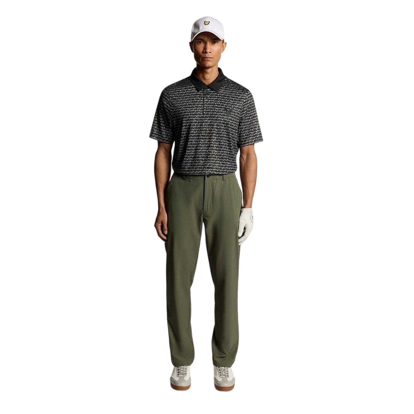 Jet Black - Side - Lyle & Scott Mens Patterned Golf Polo Shirt