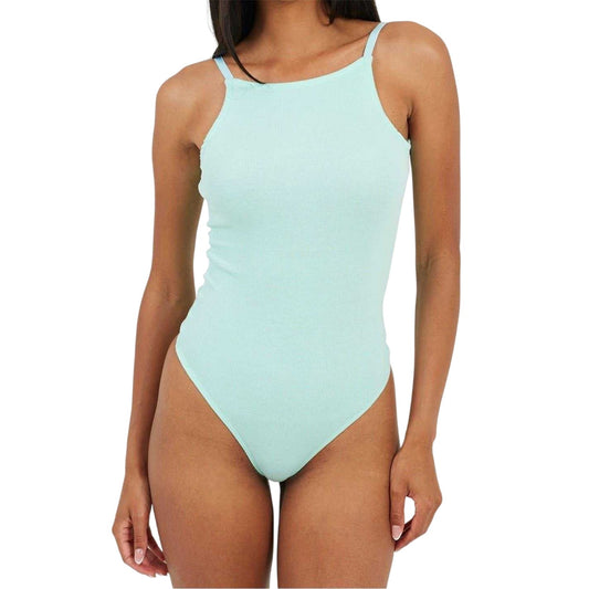 Sea Green - Front - Brave Soul Womens-Ladies Ribbed Fitted Bodysuit