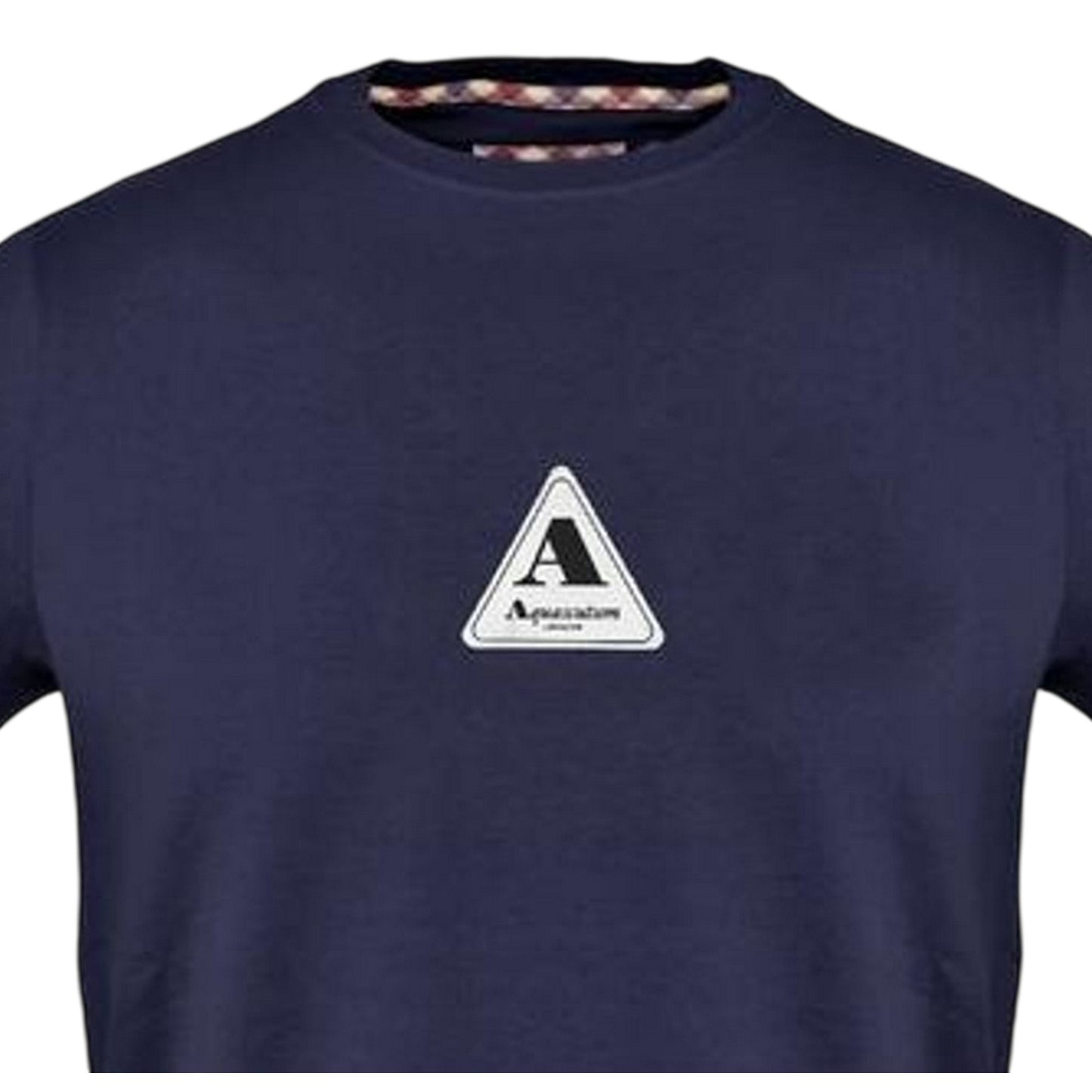 Navy - Side - Aquascutum Mens Logo Jersey Crew Neck T-Shirt