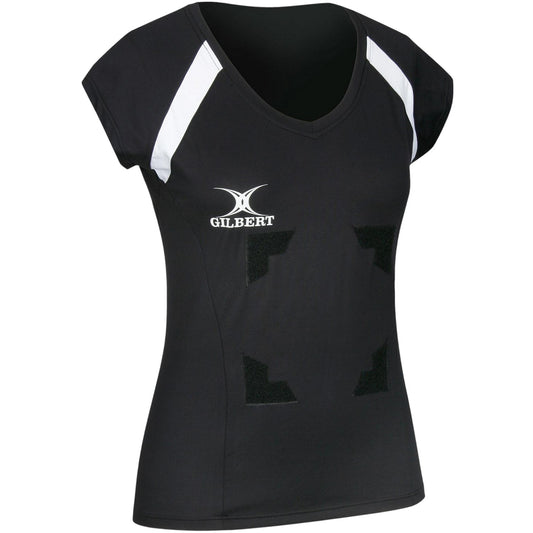 Black - Front - Gilbert Womens-Ladies Helix Slim Rugby Shirt