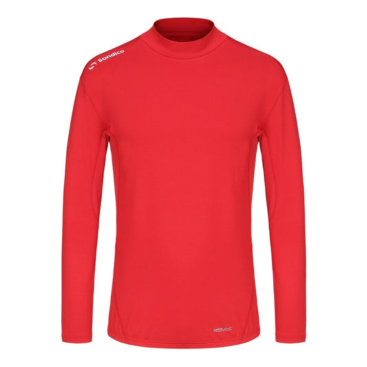 Red - Front - Sondico Mens Mock Neck Base Layer Top