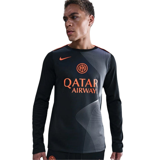 Black-Blue - Front - Nike Mens Inter Milan Third Pre Match Training Football Shirt