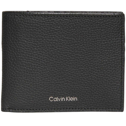 Black - Front - Calvin Klein Embossed Leather Logo Wallet