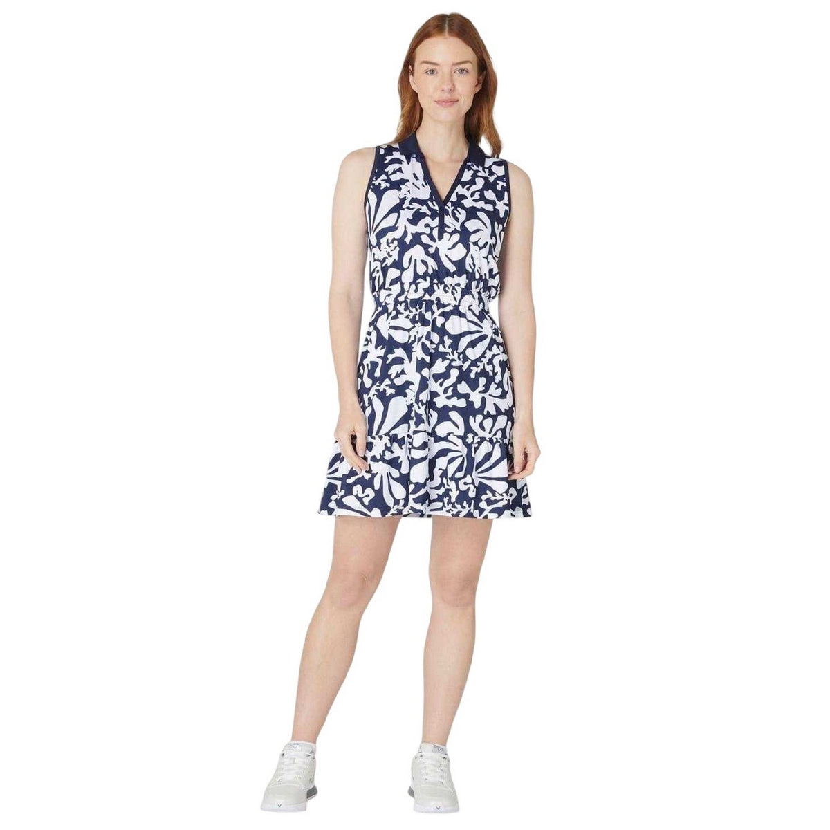 Peacoat - Side - Callaway Womens-Ladies Abstract Floral Regular Mini Shirt Dress