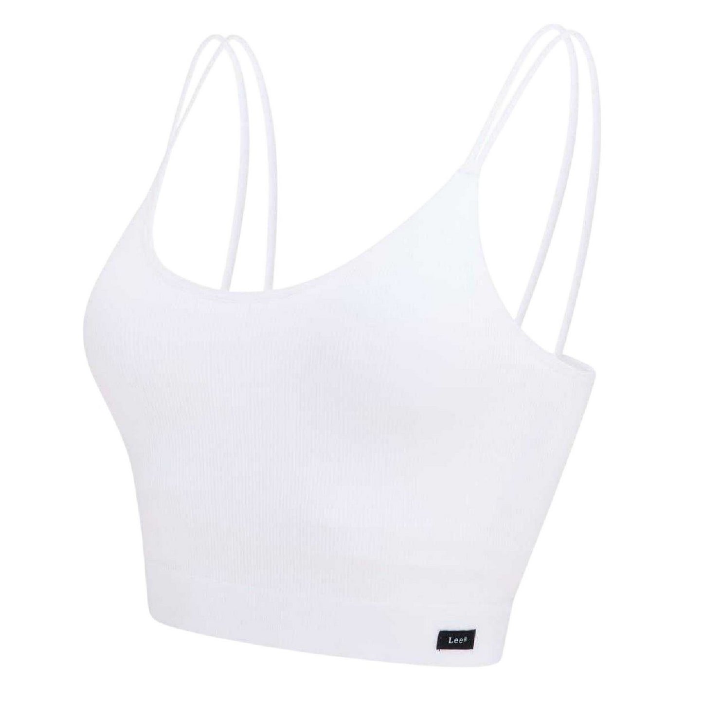 White - Side - Lee Womens-Ladies Ava Ribbed Cropped Tank Top