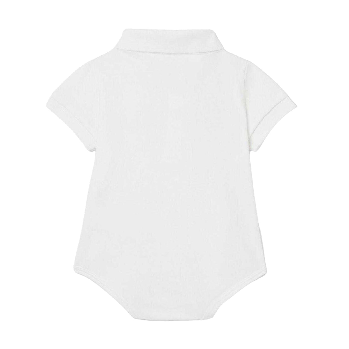 White - Back - Lacoste Baby Cotton Pique Babysuit