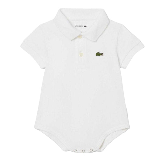 White - Front - Lacoste Baby Cotton Pique Babysuit