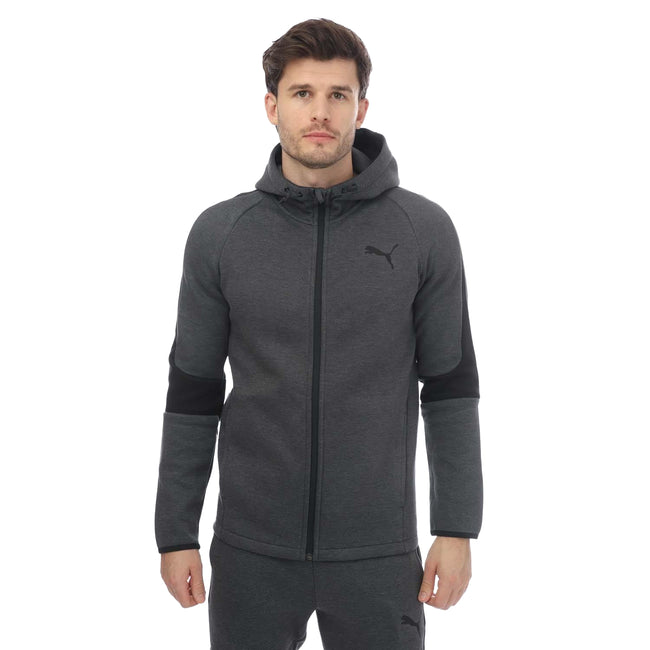 Grey Heather - Front - Puma Mens Evostripe Core Full Zip Hoodie