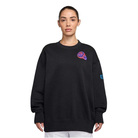 Black-Purple - Front - Nike Womens-Ladies Phoenix England Fleece Crew Neck Sweatshirt