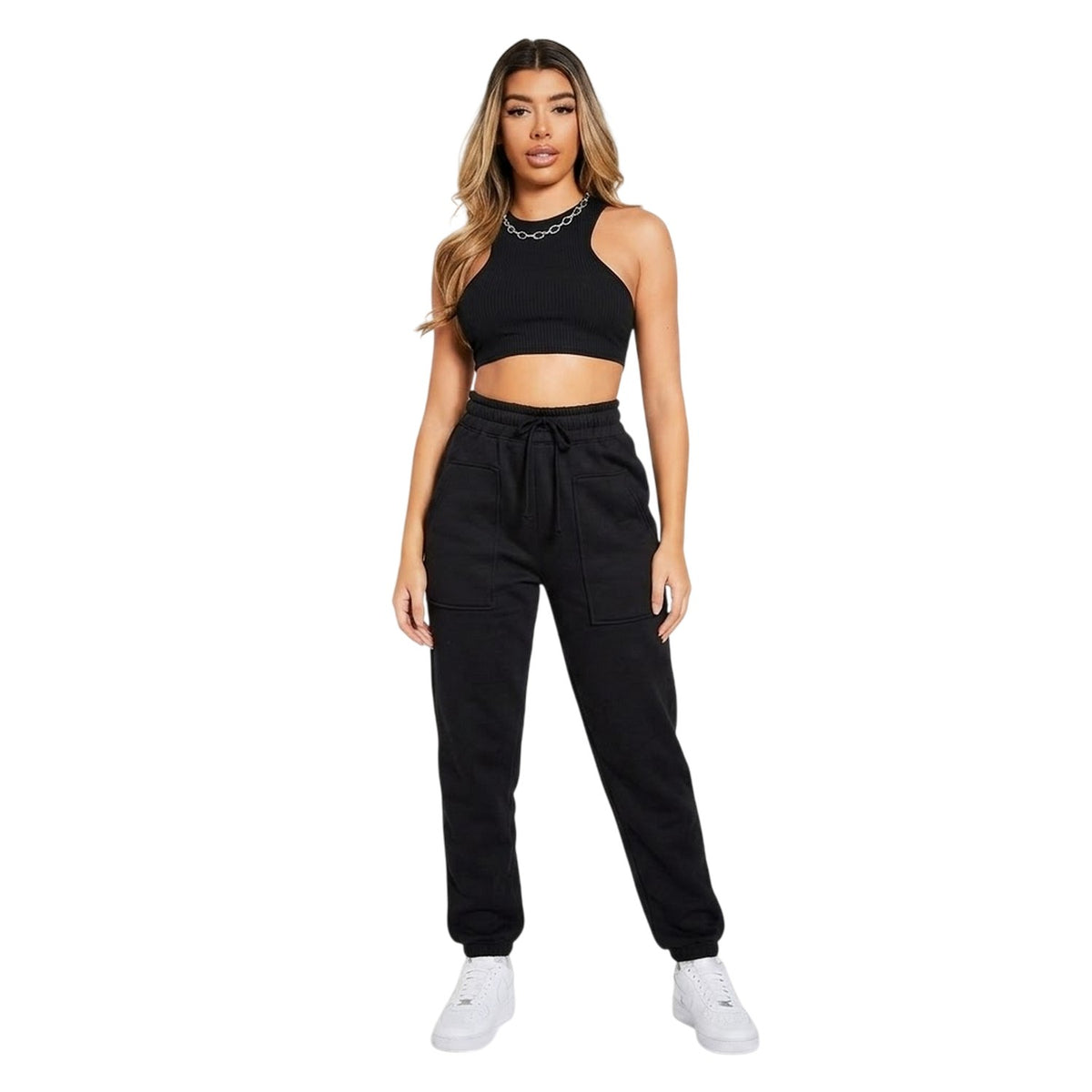 Black - Side - Missy Empire Womens-Ladies Racer Crop Top