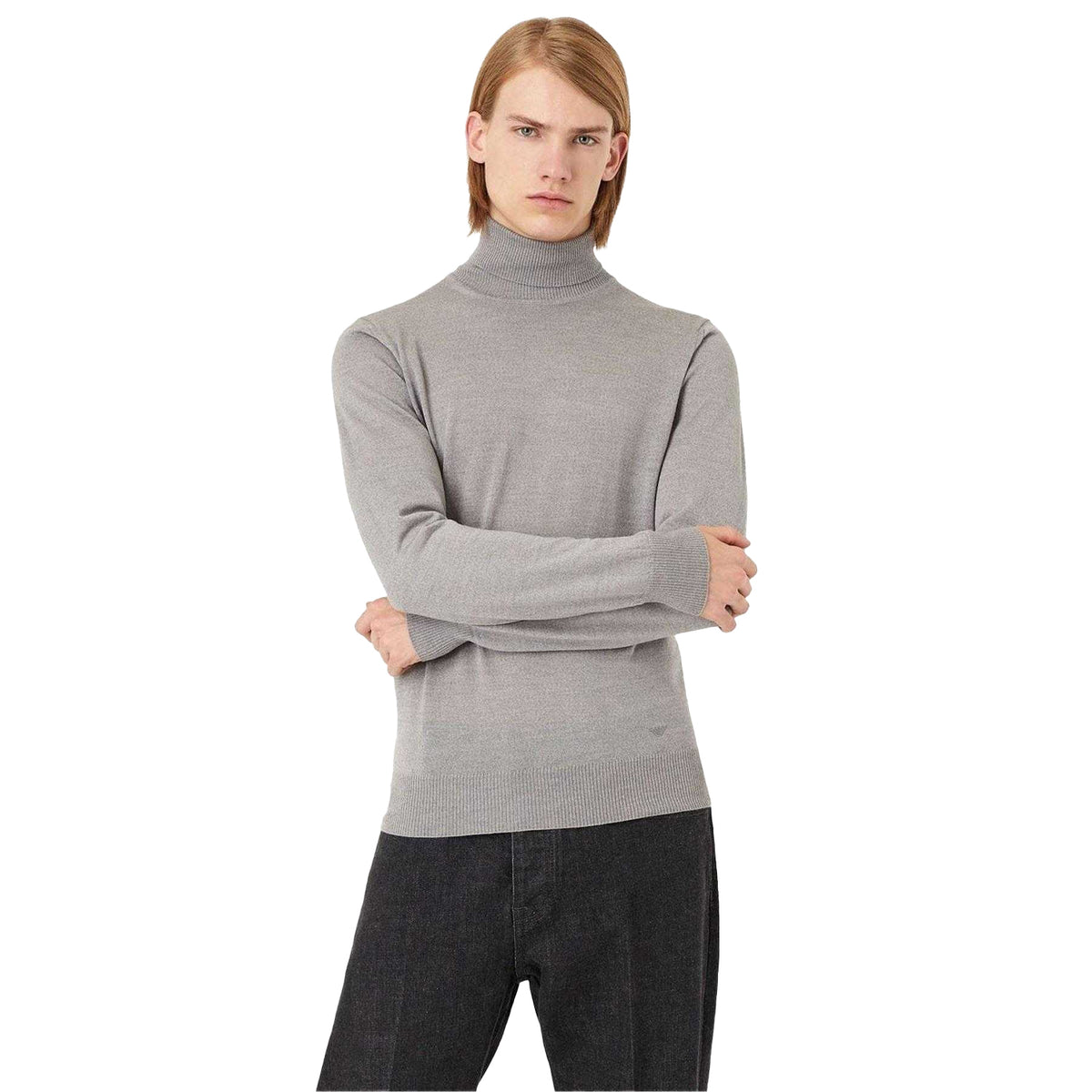 Grey - Side - Emporio Armani Mens Virgin Wool Sweatshirt