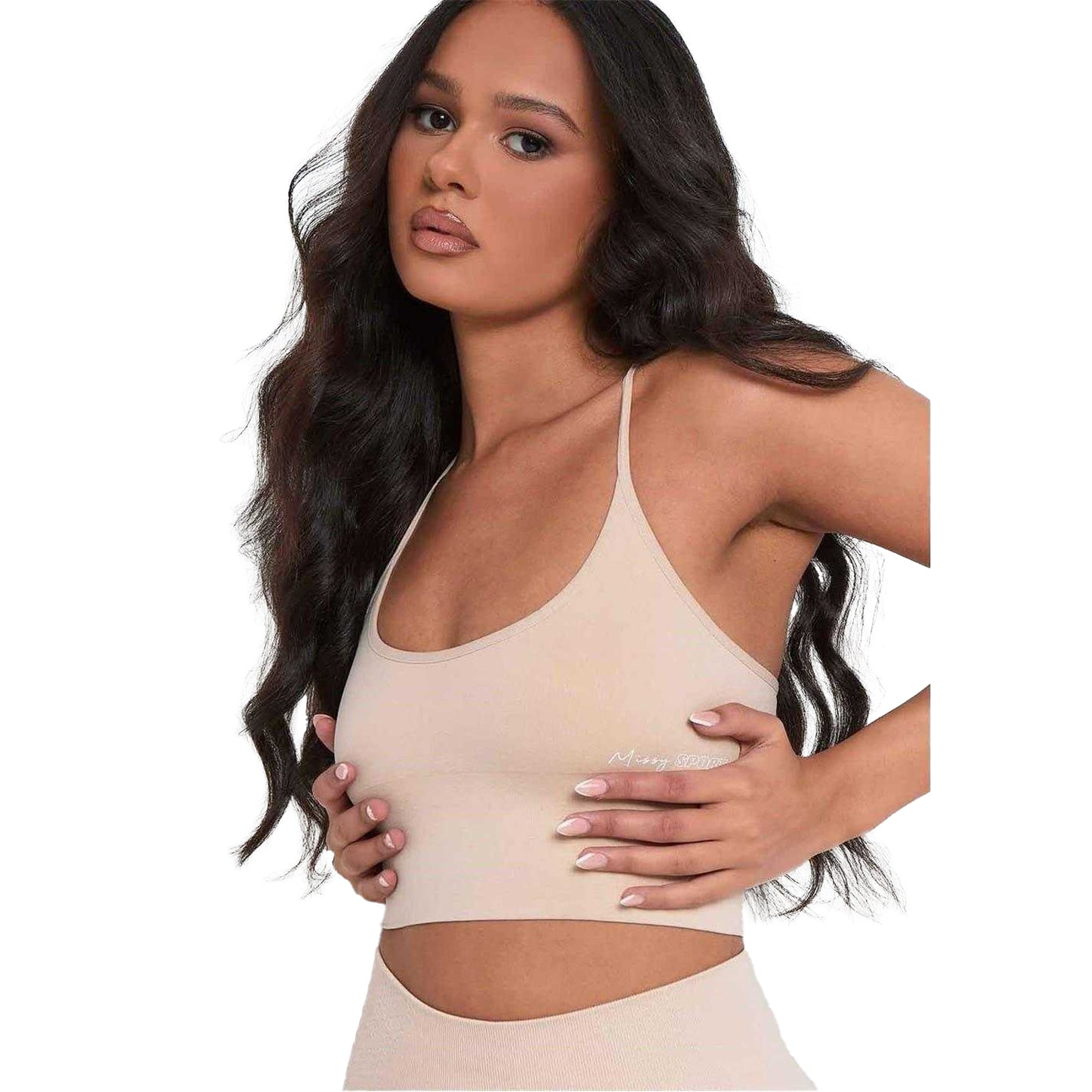Stone - Front - Missy Empire Womens-Ladies Cross Strap Back Gym Crop Top