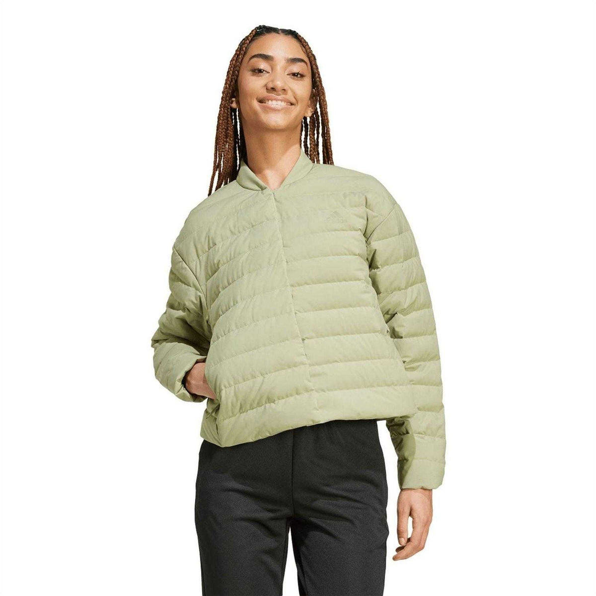 Green - Side - Adidas Womens-Ladies Lightweight Down Jacket