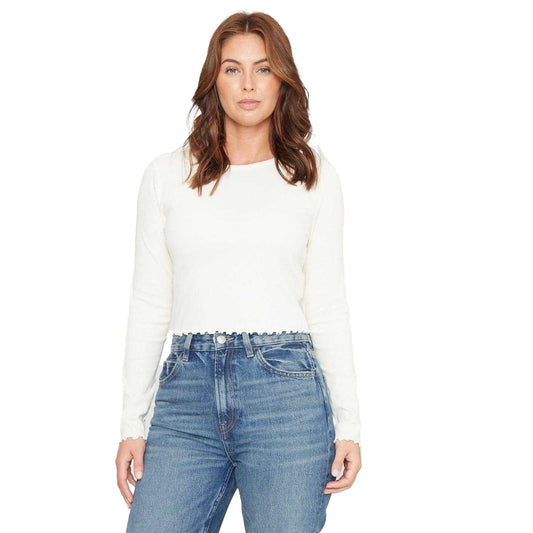 Cream - Front - Be You Womens-Ladies Ribbed Cropped T-Shirt