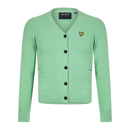 Pale Teal - Front - Lyle & Scott Mens Embroidered Logo Regular Cardigan