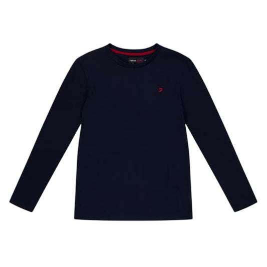 Navy Blazer - Front - Farah Childrens-Kids Embroidered Crew Neck Long-Sleeved T-Shirt